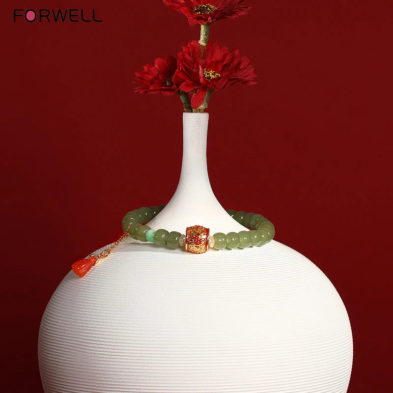 FORWELL Natural Hetian Jade Clear Colour String Exquisite Elegant Simple High-grade Bracelet Young Girls Fashion Fine Jewelry