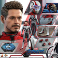 HotToys 1/6 Scale Marvel Avengers Endgame Tony Stark Articulated Action Figure with Team Suit And Quantum Realm Helmet