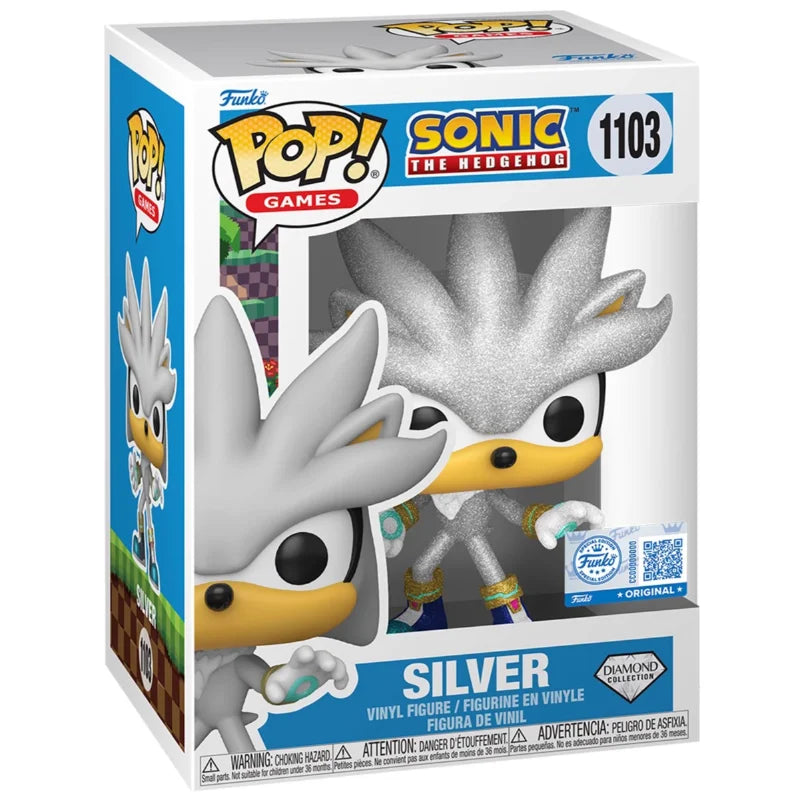 FUNKO POP Original Sonic Anime Figure Silver 1103 Action Figure Toys for Boys Girls Kids Gift Collectible Model Ornaments