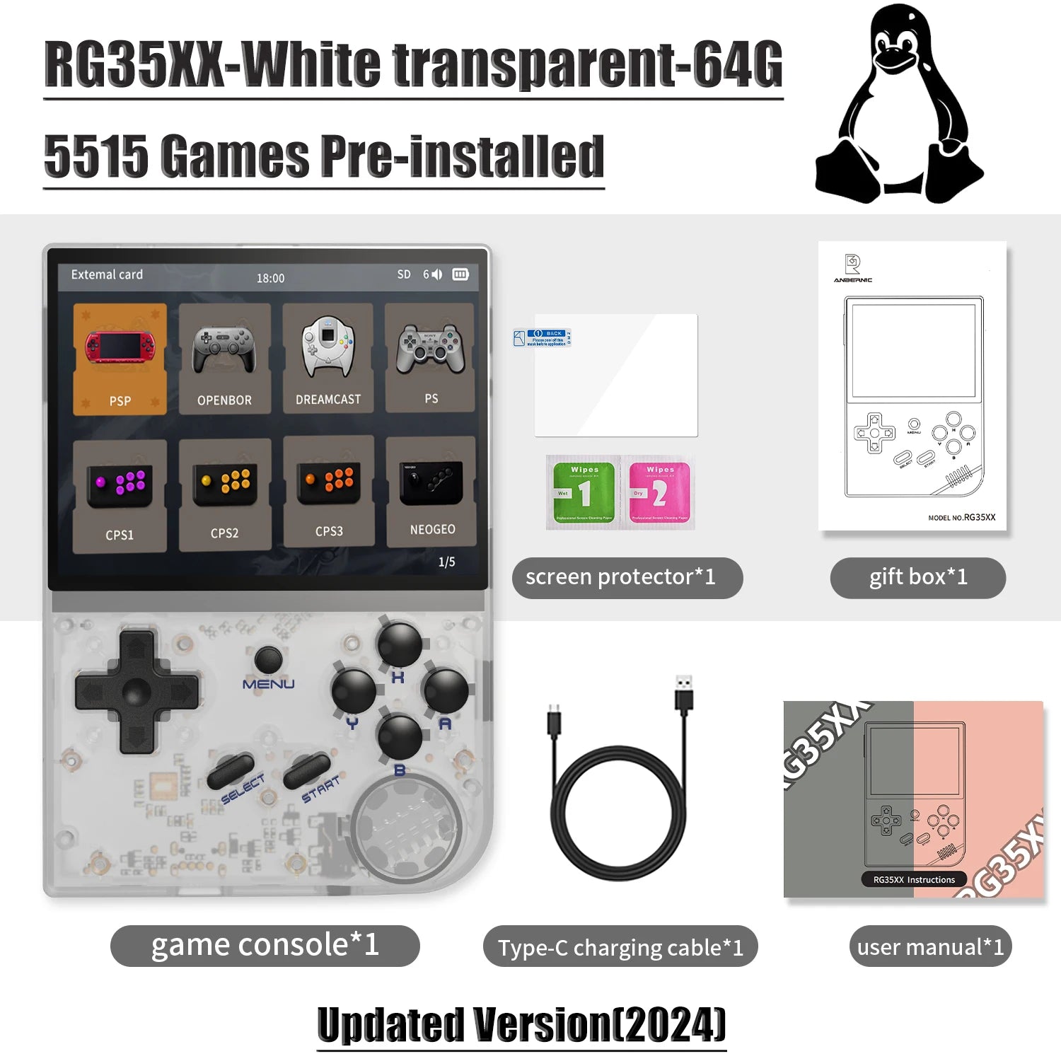 ANBERNIC RG35XX New Updated 3.5-inch IPS Video Game Handheld Game Console With Linux System H700 quad-core ARM Cortex-A53 1.5GHz