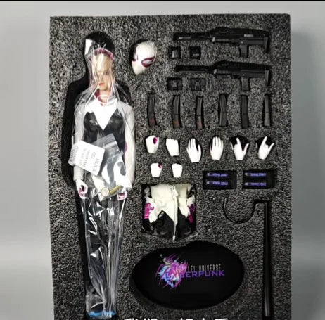 1/6 ELE9002 Cyber Spider Woman Gwen Action Figure Elephant Toys Movable Eyes + Light Eye Head Sculpture Movable Doll Model Toys