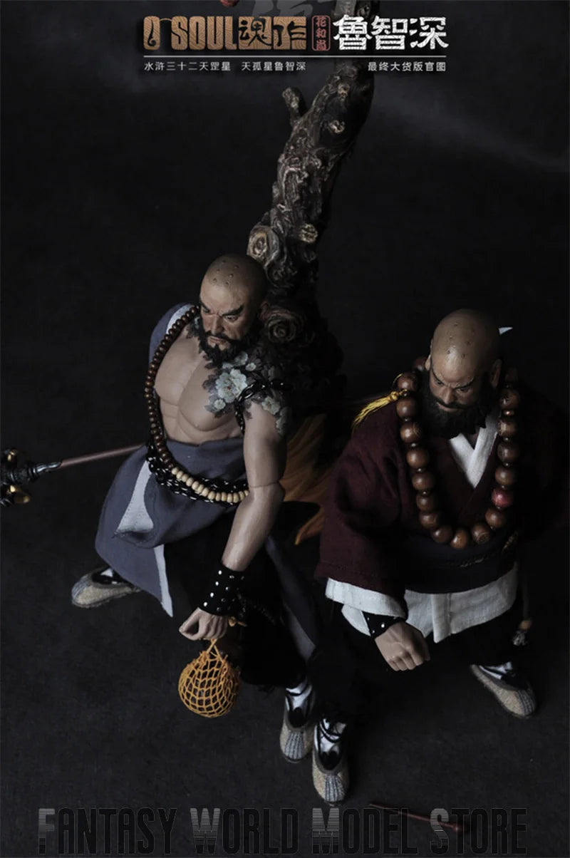Collectible 1/6 Scale The Water Margin Buddhist Monk Lu Zhishen Figure with Double Heads Bodies 12" Action Figure Full Set Model