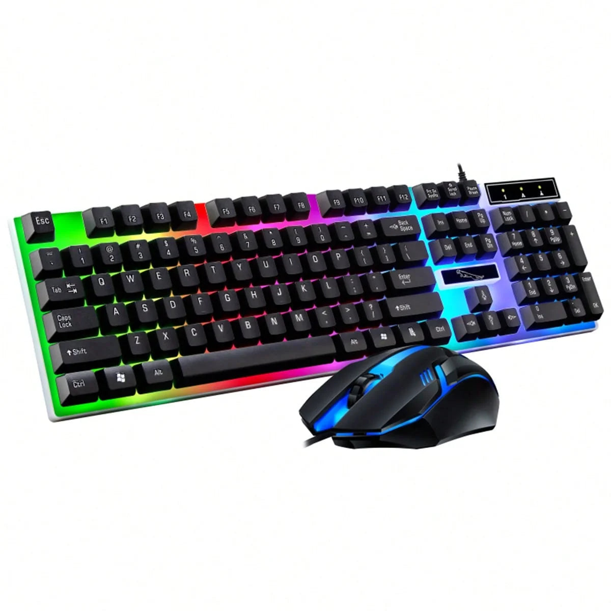 Glow Mechanical Feel Wired Keyboard and Mouse Set, ergonomic design, suitable for both gaming and office use