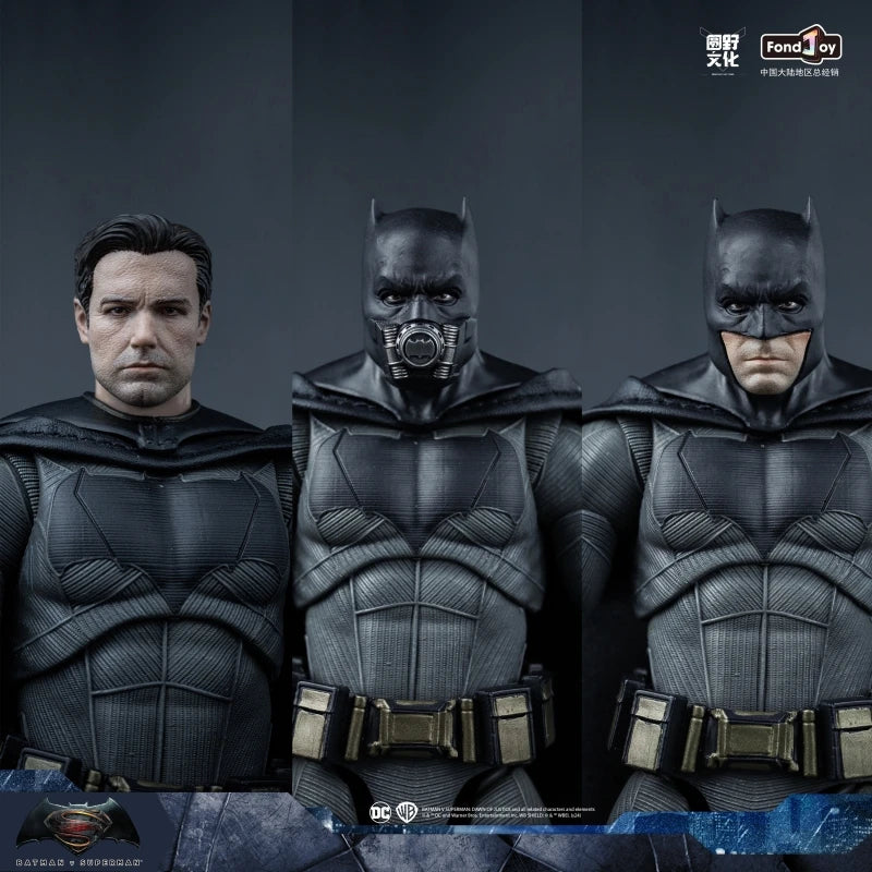 Original Fondjoy BVS Batman Figure 1/9 DC Justice League Figures Big Ben Batman Figurine With 2 Head PVC Joint Movable Kid Toy