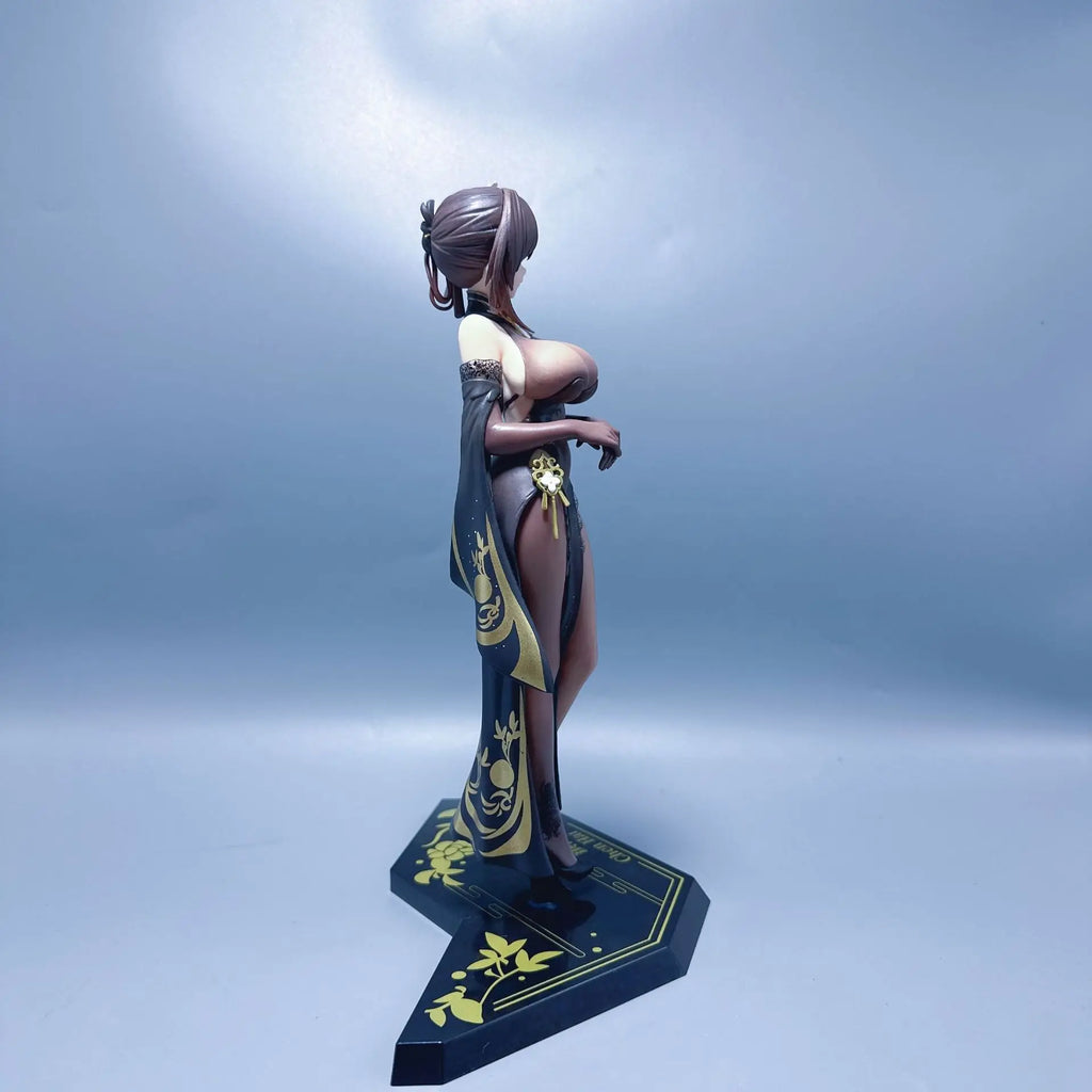Anime-Spiel Azur Lane Chen Hai Figur Cheongsam Schwarze Seide Anziehfigur Stehmodell Spielzeug Geschenksammlung Actionfigur PVC