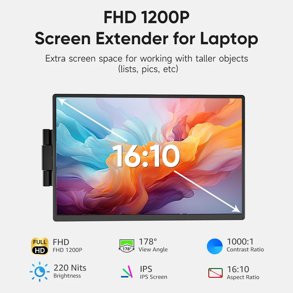 Dopesplay 14,1 Zoll tragbare Monitore 1200P FHD IPS Laptop-Bildschirm-Extender Typ-C HDMI für Laptops Switch Game Mac Up 14 bis 17,3