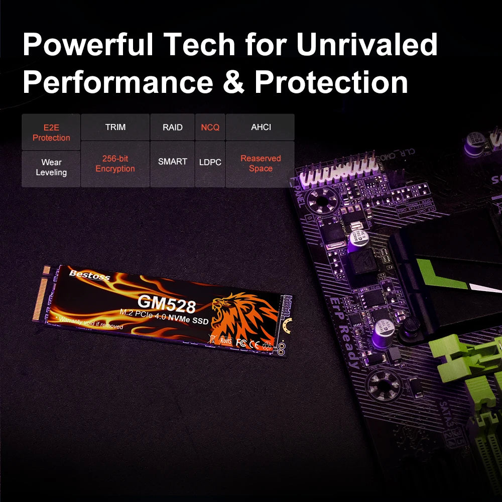 Bestoss SSD NVMe M2 PCIe 1 TB 512 GB 2TB M.2 2280 Hard Drive 5000MB/s Internal Solid State Drive for Diy Gaming Computer Laptop