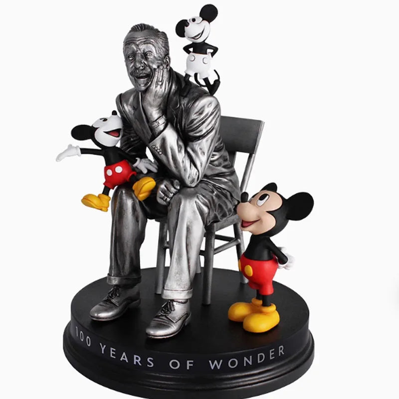 Disney Original Garage Kit Mickey Mouse The 100th Anniversary Ornament of Walt and Mickey Anime Figures Toys for Boys Gift Model