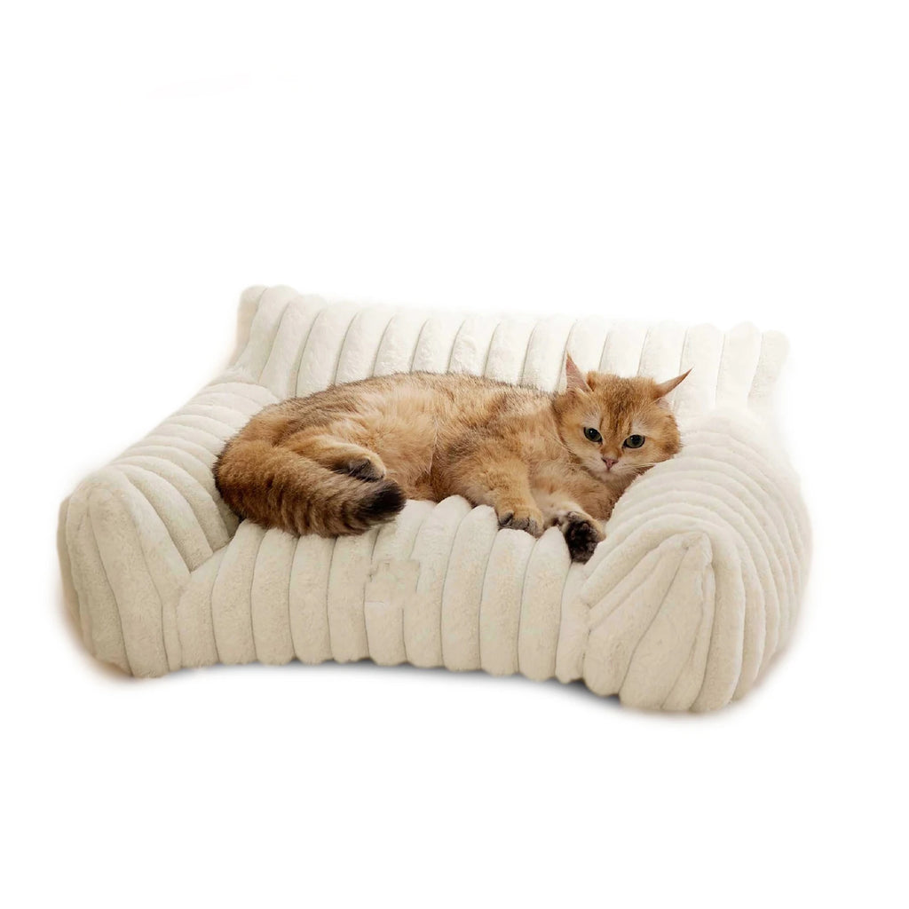 Cat Couch Bed Cute Pet Bed for Small Medium Large Cats Dogs Fluffy Sofa Bed for Pet Indoor with Non-Slip Bottom & Washable Cover