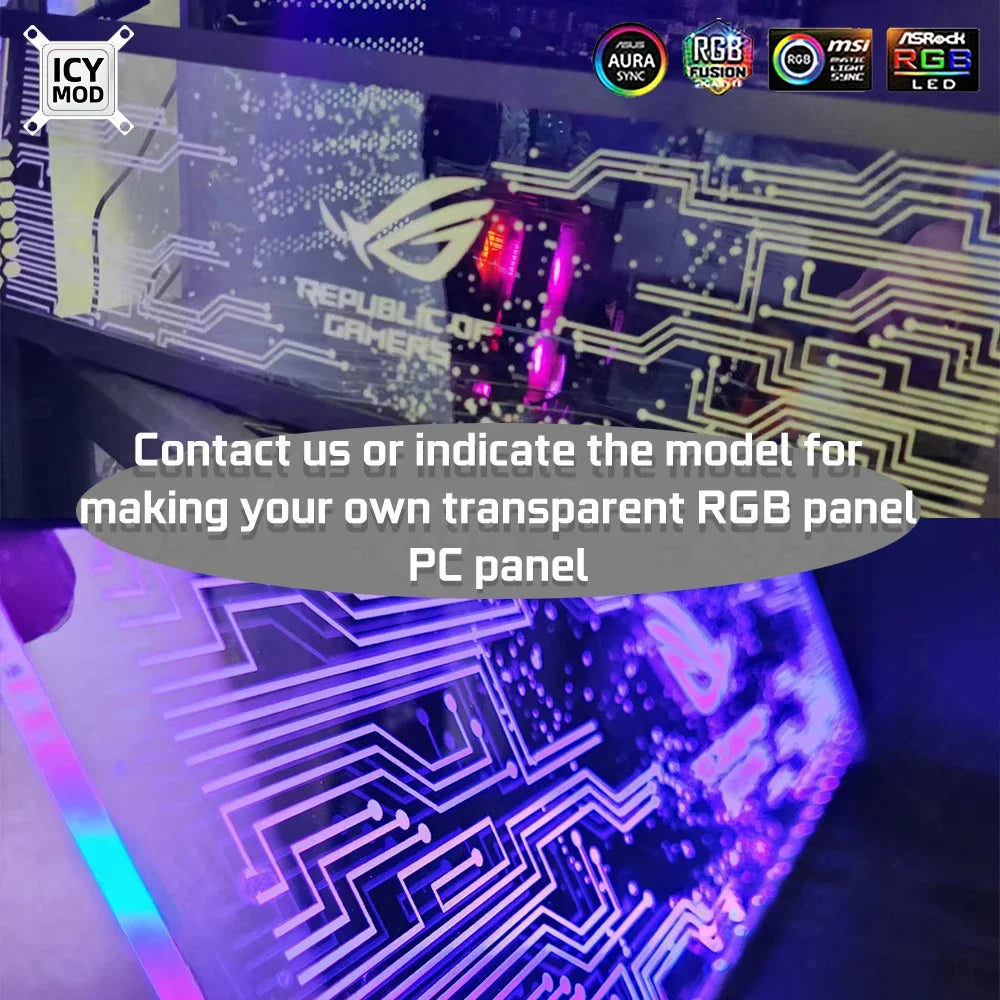 ICY MOD Transparent Acrylic ARGB Luminescent Board Customized VGA Side Decorative Panel PC Case Appearance MOD Computer Gamer