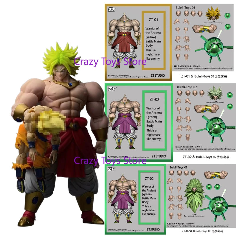 In Stock ZT Studio Dragon Ball SHF Broly Super Saiyan Ancient Warrior ZT-01 ZT-02 ZT-03 Anime Action Figure Collection gift