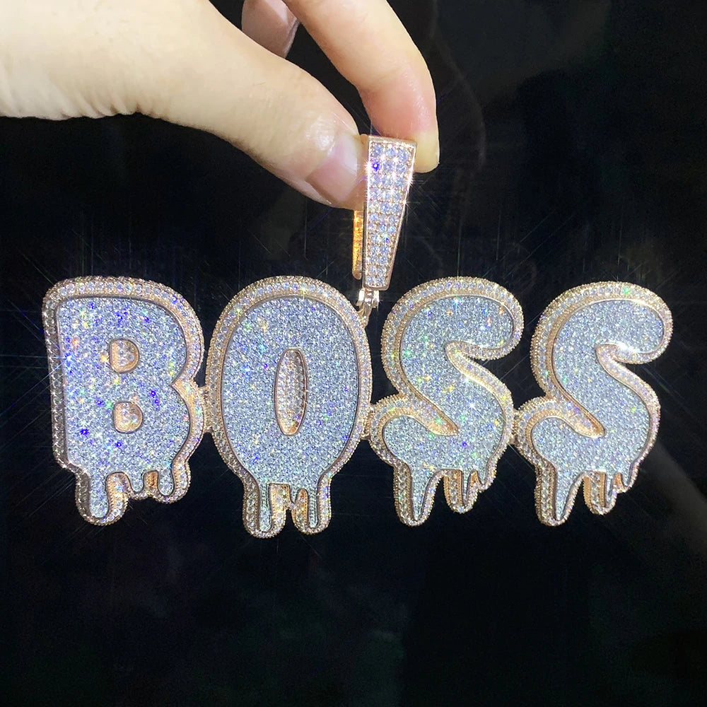 Big Water Droplet Customized 24 Letters Name Pendant Personalized font Necklace 5A Zircon Iced Out Letters Necklaces For Men Wom