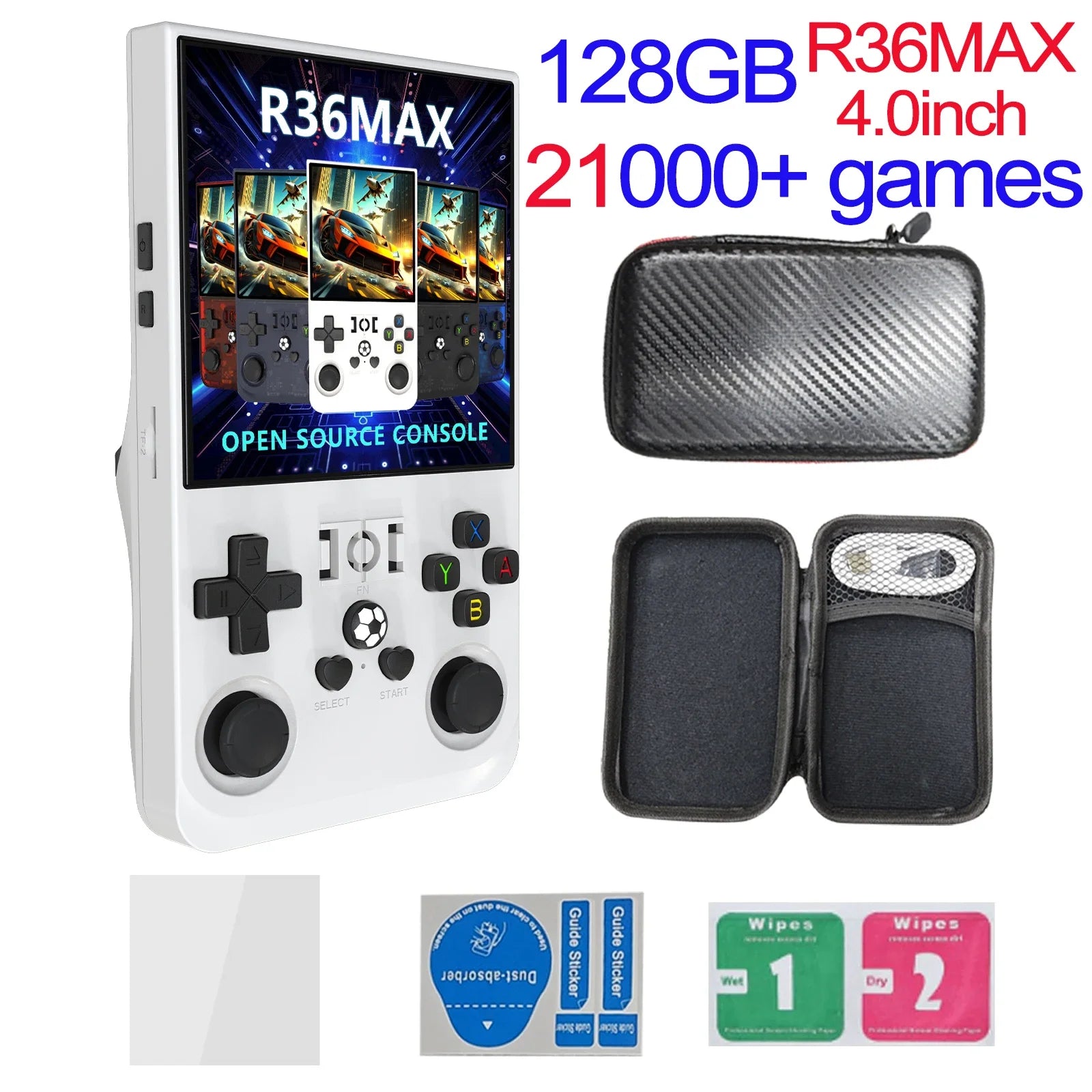 R36MAX Игрална конзола 64GB 128GB 18000+ ИГРИ Linux система 4.0-инчов K36 срещу R36S 3.5-инчов джобен видео плейър. Не е необходимо изтегляне.