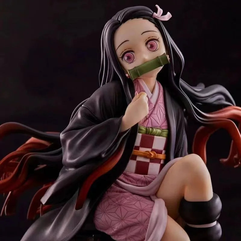 15CM Demon Slayer Kamado Nezuko Sitting Model PVC Figure Toy Gift Collection Box Decoration Desktop Collection Decoration