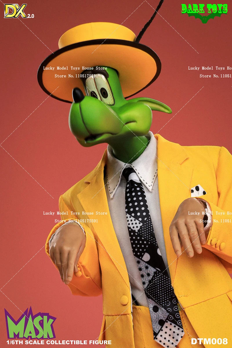 DARK TOYS DTM008 1/6 Green Head The Mask Jim Carrey Action Figure Collection Yellow Tuxedo Suit Cloth 12" Full Set Male Soldier