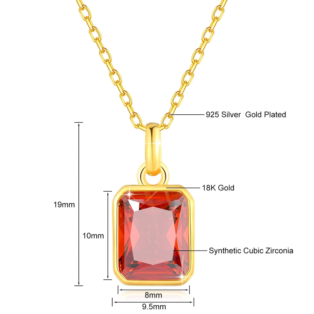 Szjinao 100% Echt 18k Gold Halskette Für Frauen 8*10mm Gelb Stein Rechteck Mit Zertifikat AU750 K gold Anhänger Hochzeit Geschenk