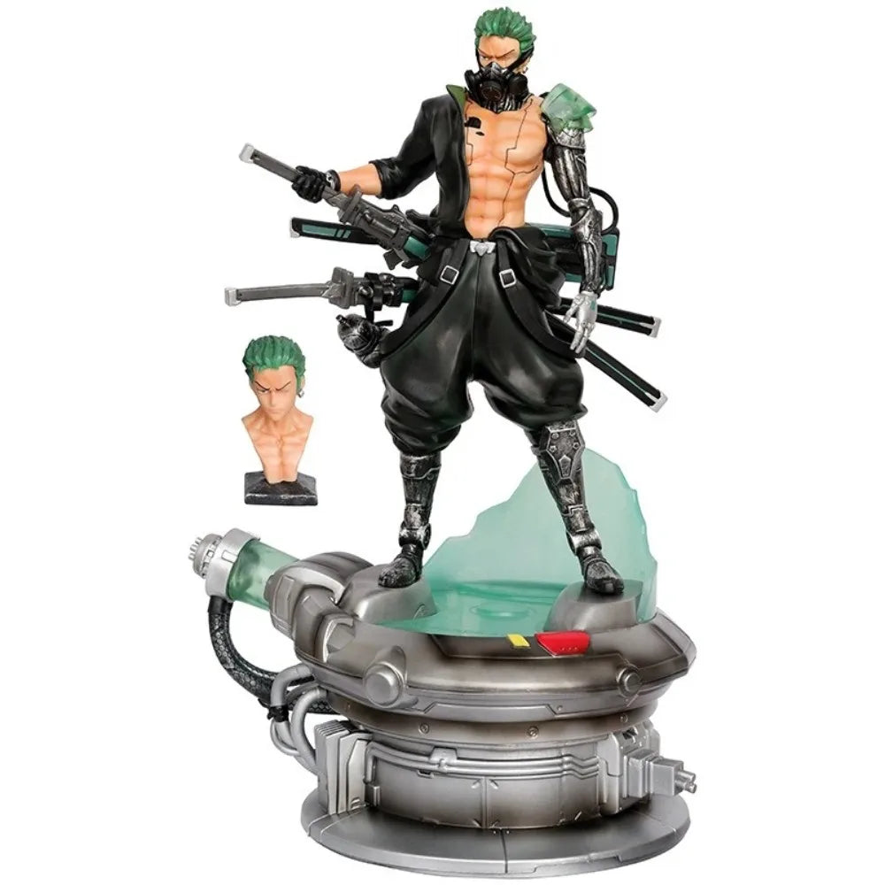 40cm ONE PIECE Anime Figure Roronoa Zoro Punk Style Peripheral PVC Model Glow Statue Desktop Decoration Ornaments Gifts Toys