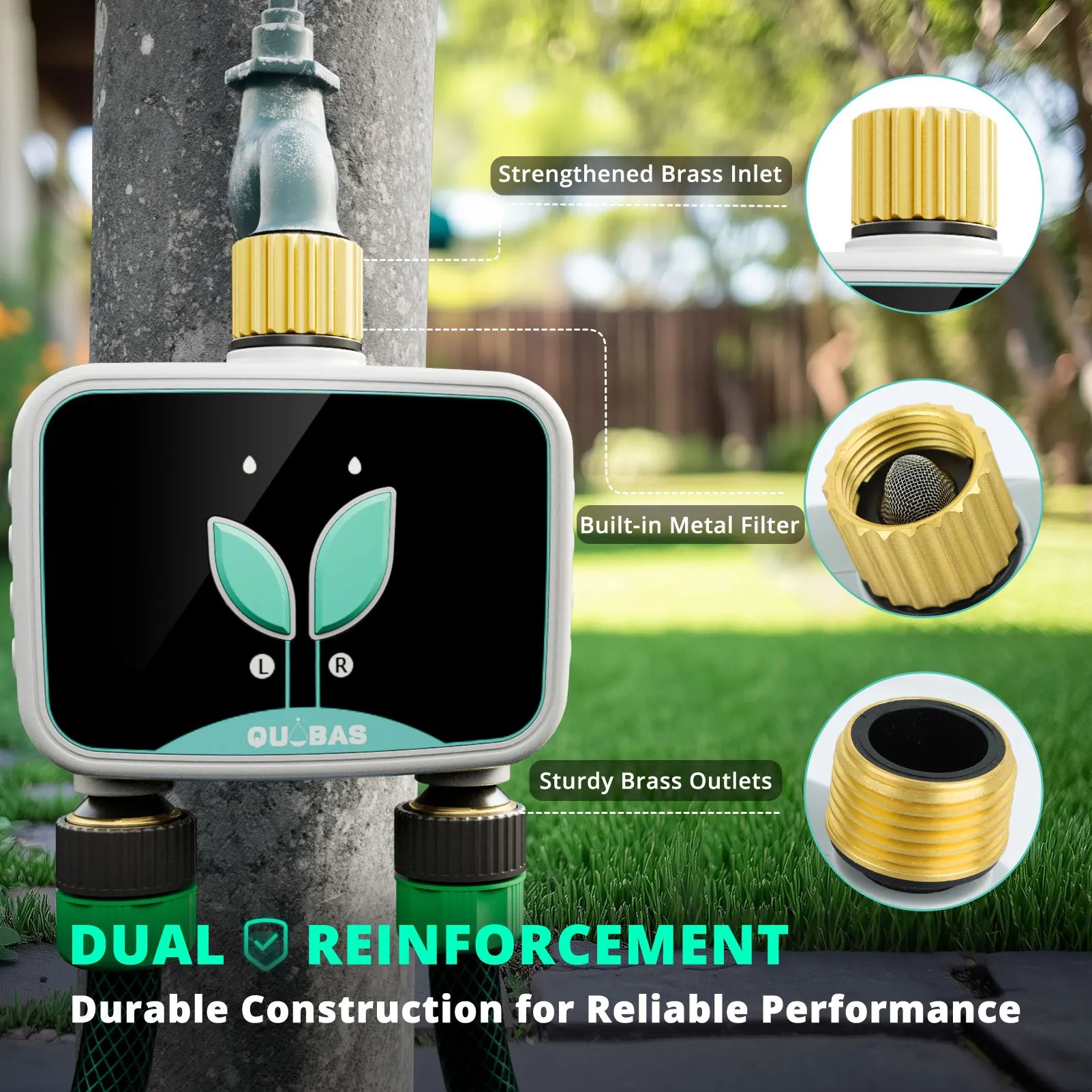 2-Zone Smart Water Timer for Garden Hose with APP Remote Control, Manual Watering, Rain Delay Watering, for Lawn, Garden