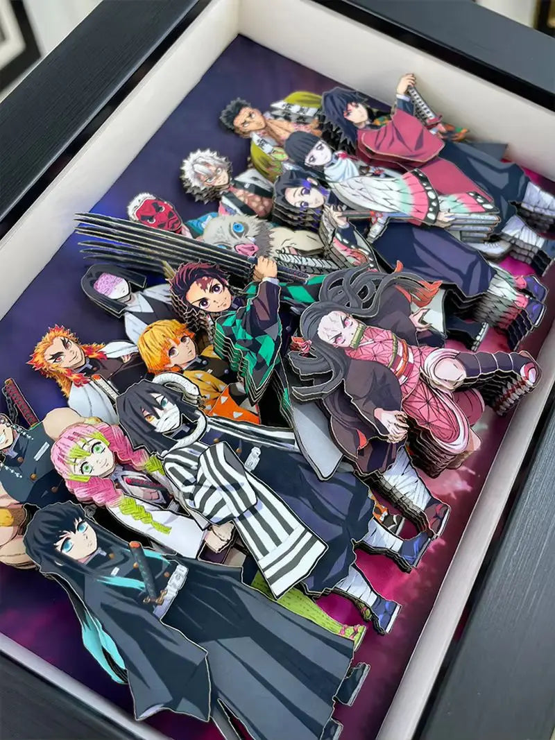 New Goods Anime Demon Slayer Kamado Tanjirou Kanroji Mitsuri Cosplay 3d Stereograph Cartoon Layout Photo Frame Decorative Gifts