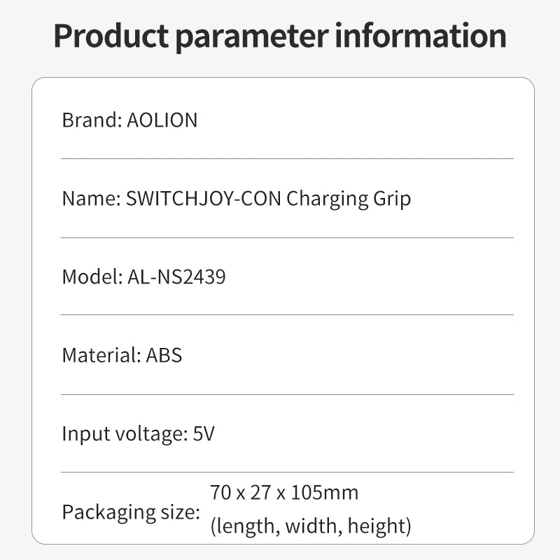 AOLION Portable Switch joncon Charging Grip Compatible With OLED 3400mAh Ultra Long Battery Life Stylish Gaming Accessory