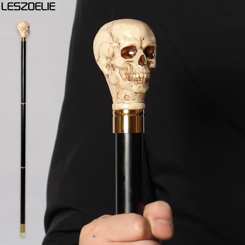 97 cm Totenkopf-Stock für Männer, Harzgriff, deutsche Buche, abnehmbare Holz-Gehstöcke, modische Party-Dekorationsstöcke für Frauen
