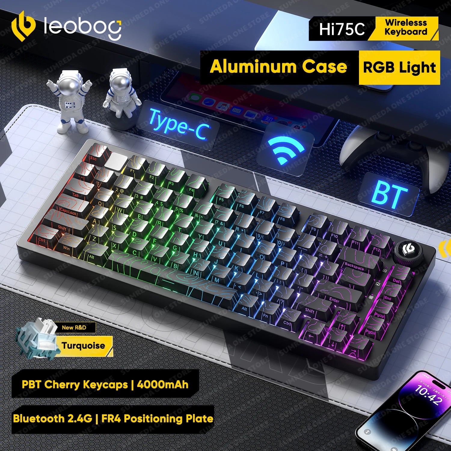 Leobog Hi75C Hi75C Pro Hi75 Gaming Aluminium Drahtlose Mechanische Tastatur Kit 81 Tasten Bluetooth 2,4G Wired Hotswap Gamer Tastatur