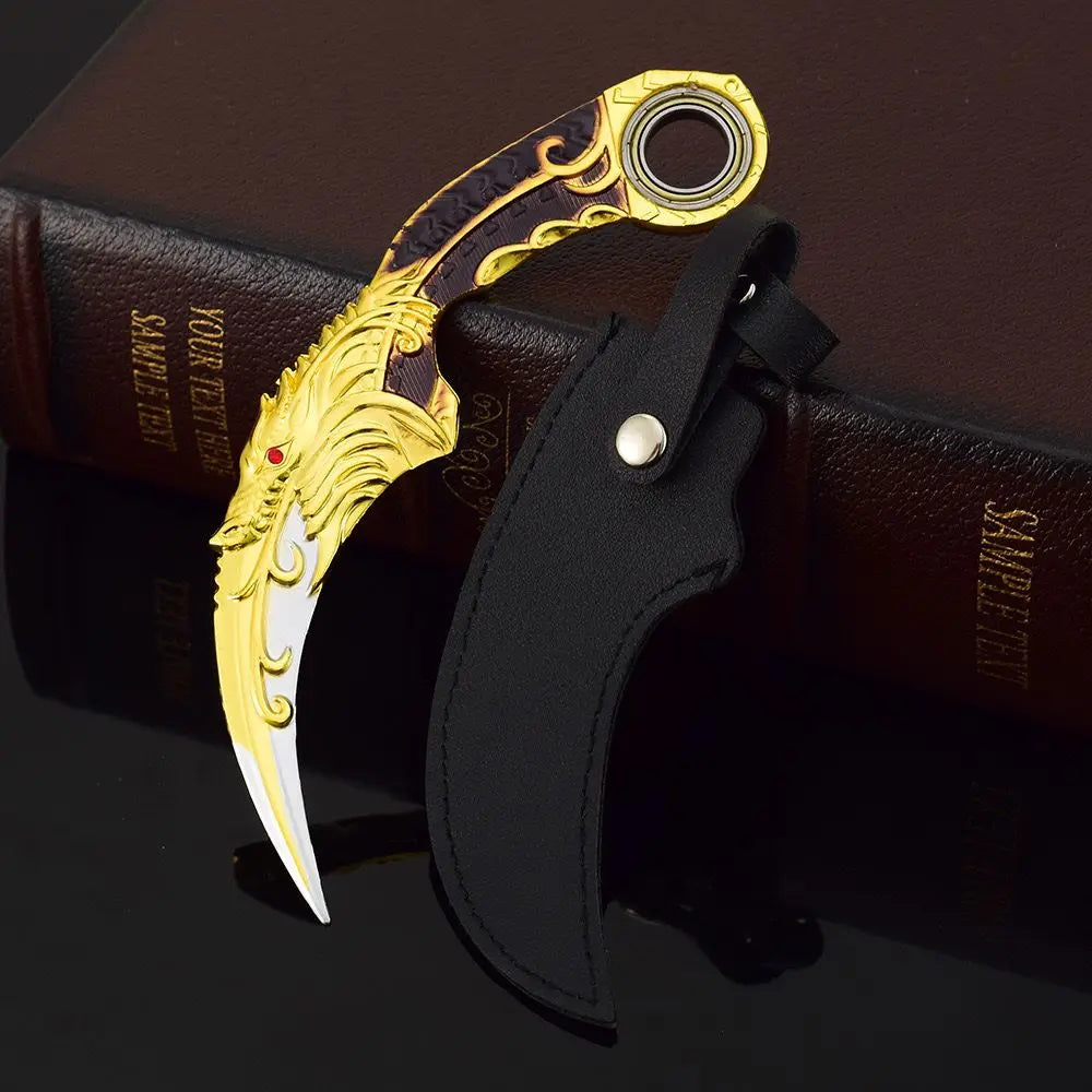 17CM Karambit Игра Живот и смърт Периферна Тъмна Луна Двойни Шипове Метален Модел Безопасност Мили Тери Влак Нож Играчки Меч Момче Подарък