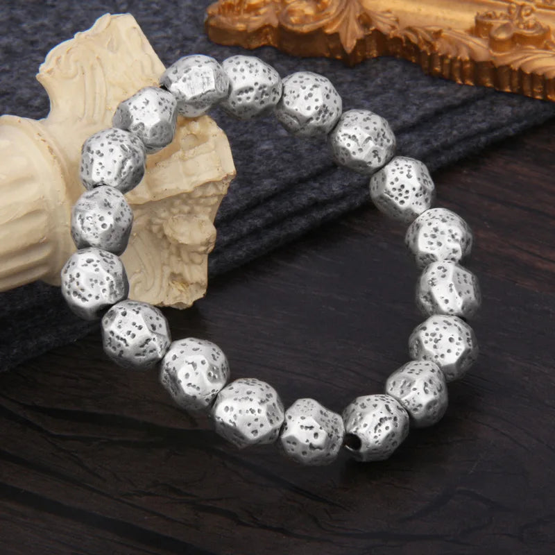 Bracelet Bangle Pure Money 925 Sterling Silver Irregular Bead Vintage Luxury Brand Fine Jewelry Man Woman 2024 New In Festoon B2