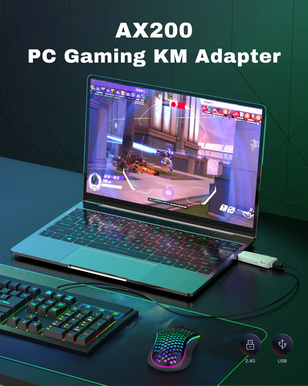 Aimzenix AX200 PC Apeax Gaming K&M Steam Game Converter/Adapter/App Customization, 1000Hz Reporting Rate