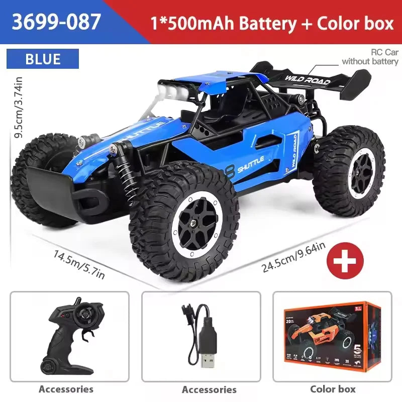RC-Geländewagen im Maßstab 1:16, schnelles RC-Geländewagen, 20 km/h, Hochgeschwindigkeits-Elektrofahrzeug mit 2WD und 2,4-G-Fernbedienung, Monstertruck