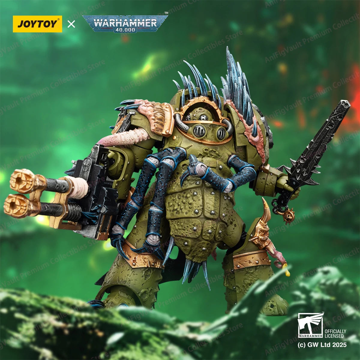 【MT】Pre-sale JOYTOY Warhammer 40K Death Guard Blightlord Terminator 1 with Reaper Autocannon and Bubotic Blades 1/18 Action