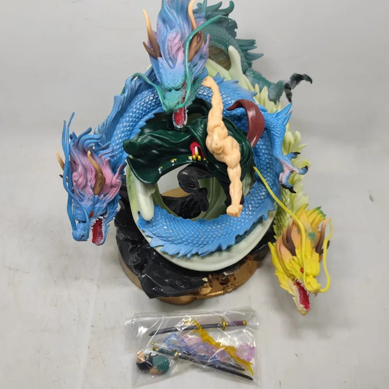 27cm One Piece: Three Dragons Zoro - Dragon Twister & Black Pearl Style Anime Figure Model Statue Collection Desktop Decoration