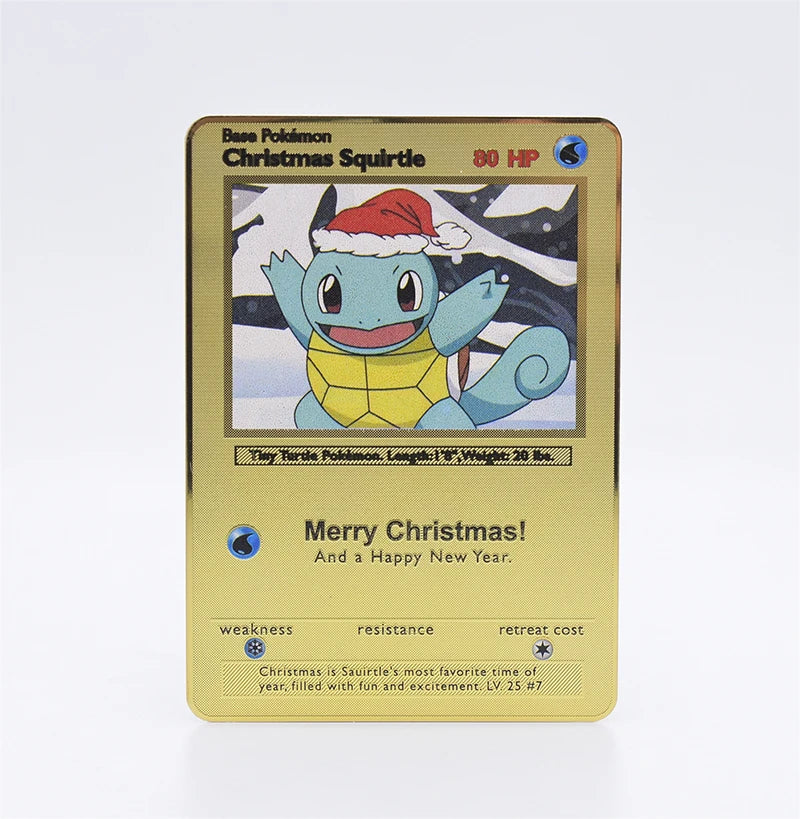 Metal Pokemon Cards Letters Golden Charizard Eevee Shiny Iron Pokémon Vmax EX Letters Game Pikachu Christmas Birthday Kids Toys