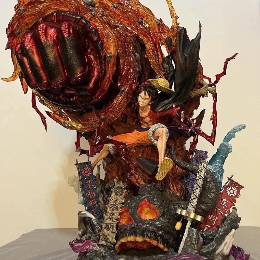 60 cm große LED-Anime-Figur von Luffy aus One Piece (GK Gear 5 Monkey D. Luffy) – Actionfigur, Statue, großes Karma-PVC-Sammlermodell, Spielzeug, Geschenk