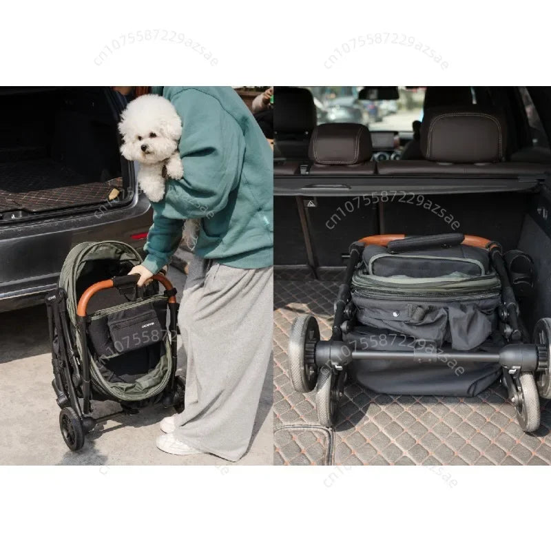 Lightweight Foldable Pet Stroller Small Dog Stroller Multifunctional Pet Stroller Ventilated and Breathable Pet Car