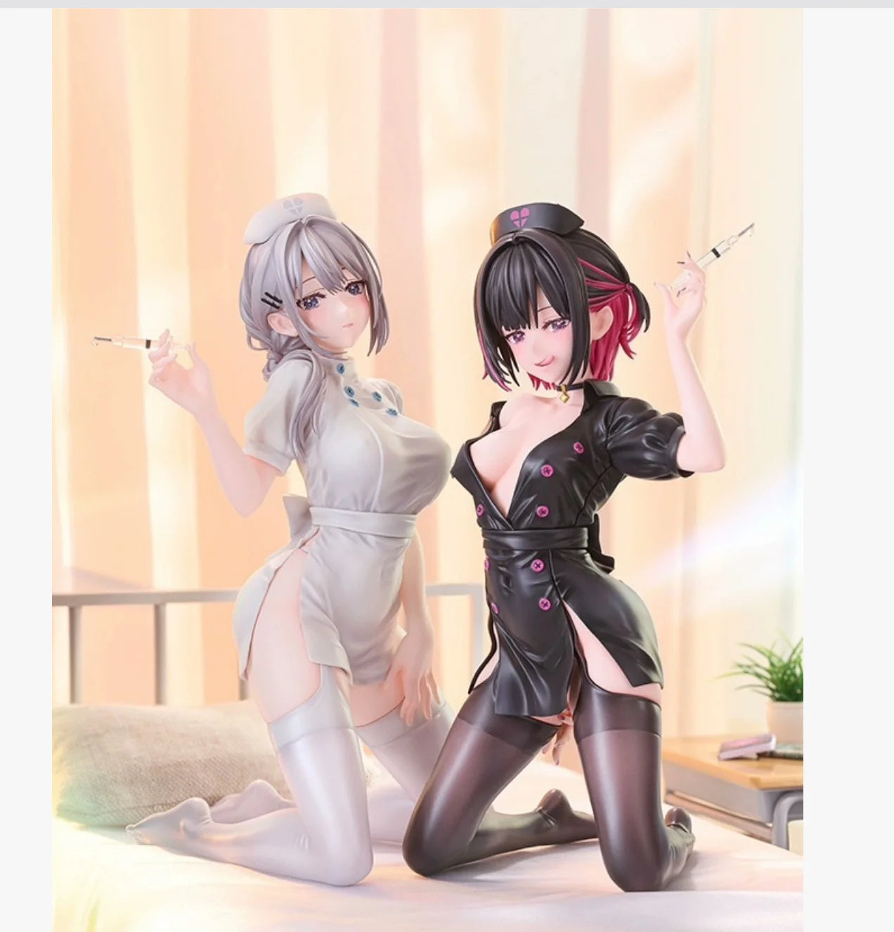 Beautiful Girls Hospital Nurse sisters Sono Shizuru&Snowy Love Statue Animation Model Handmade Decoration