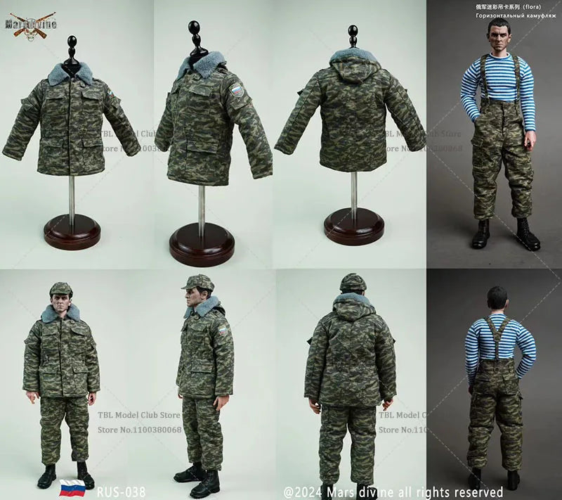 In Stock Marsdivine RUS-038 1/6 Scale Russia Soviet Camouflage Combat Uniform Set Fit 12'' Male Solider Action Figure Body Doll
