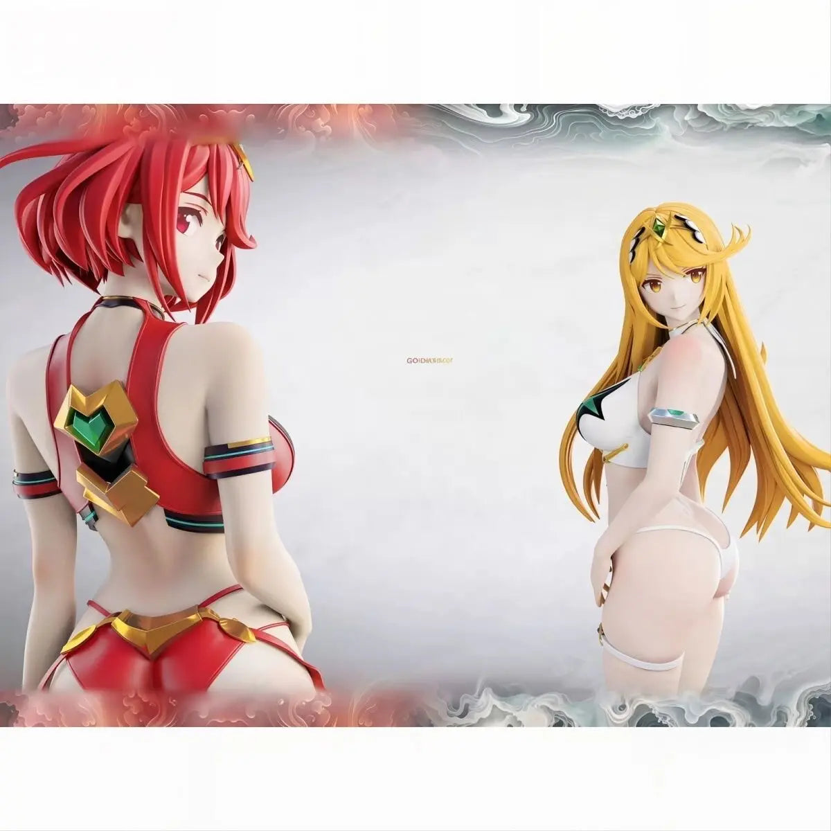 30cm Xenoblade Chronicles 2 Swimsuit Double Character Pyra Mythra Figure Statue Pvc For Adult Collectors Anime Figures Gifts Toy