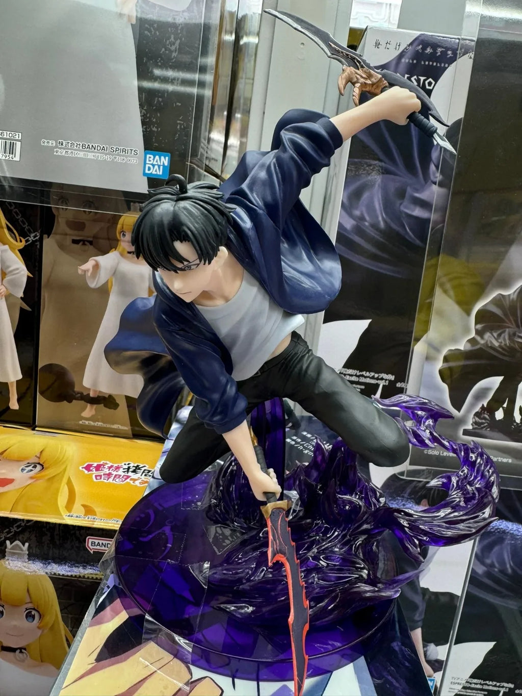 BANDAI 13CM Anime solo leveling Figure Sung Jin Woo Animated Edition ESPRESTO Excite Motions-1 Battle Scene Model Toy Doll Gift