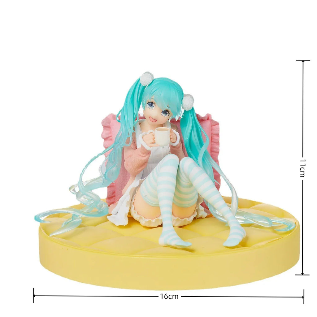 New Anime Hatsune Miku Virtual Singer Manga Figurines  Green long hair pink skirt Kawaii girl PVC Action Figure Model Toy