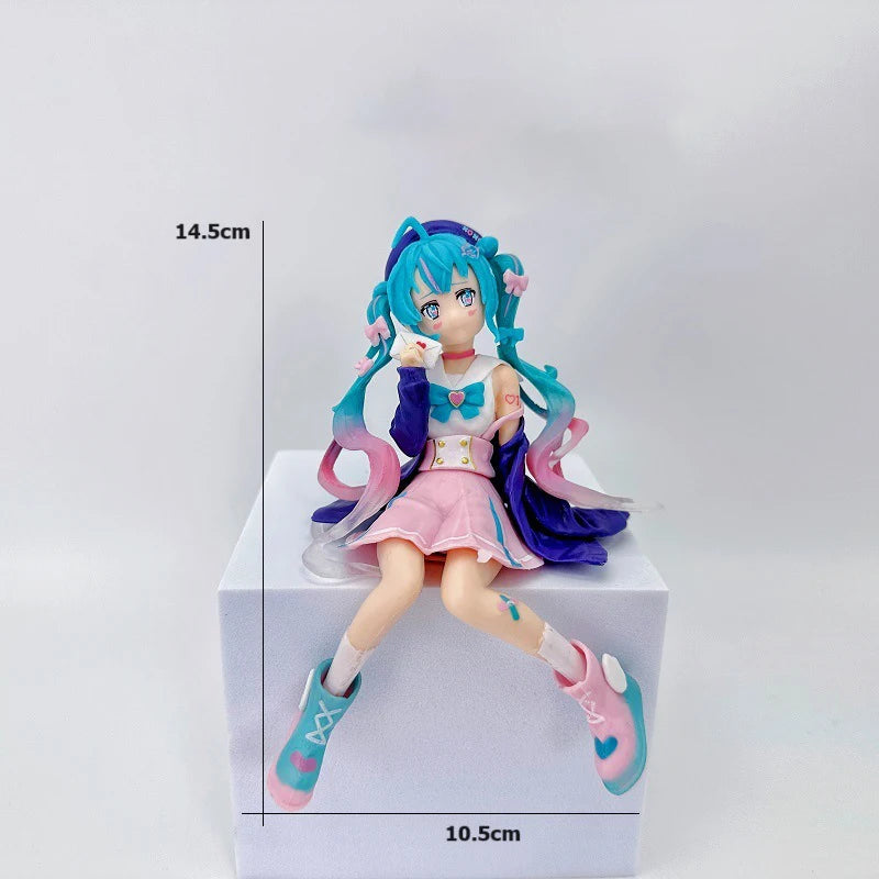 Hatsune Miku 14.5cm Macaroon Sailor Uniform Kwaii Virtual Singer Girl Anime Model Figures Car Desktop Periphery Oranment