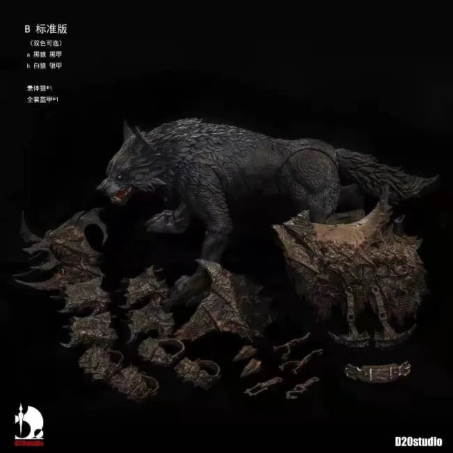 D20 Studio 1/12 Scale Soldier Dolls Scene Decorations Fierce Giant Wolf Mount Iron Blade For 6" 7 "Action Figure Body