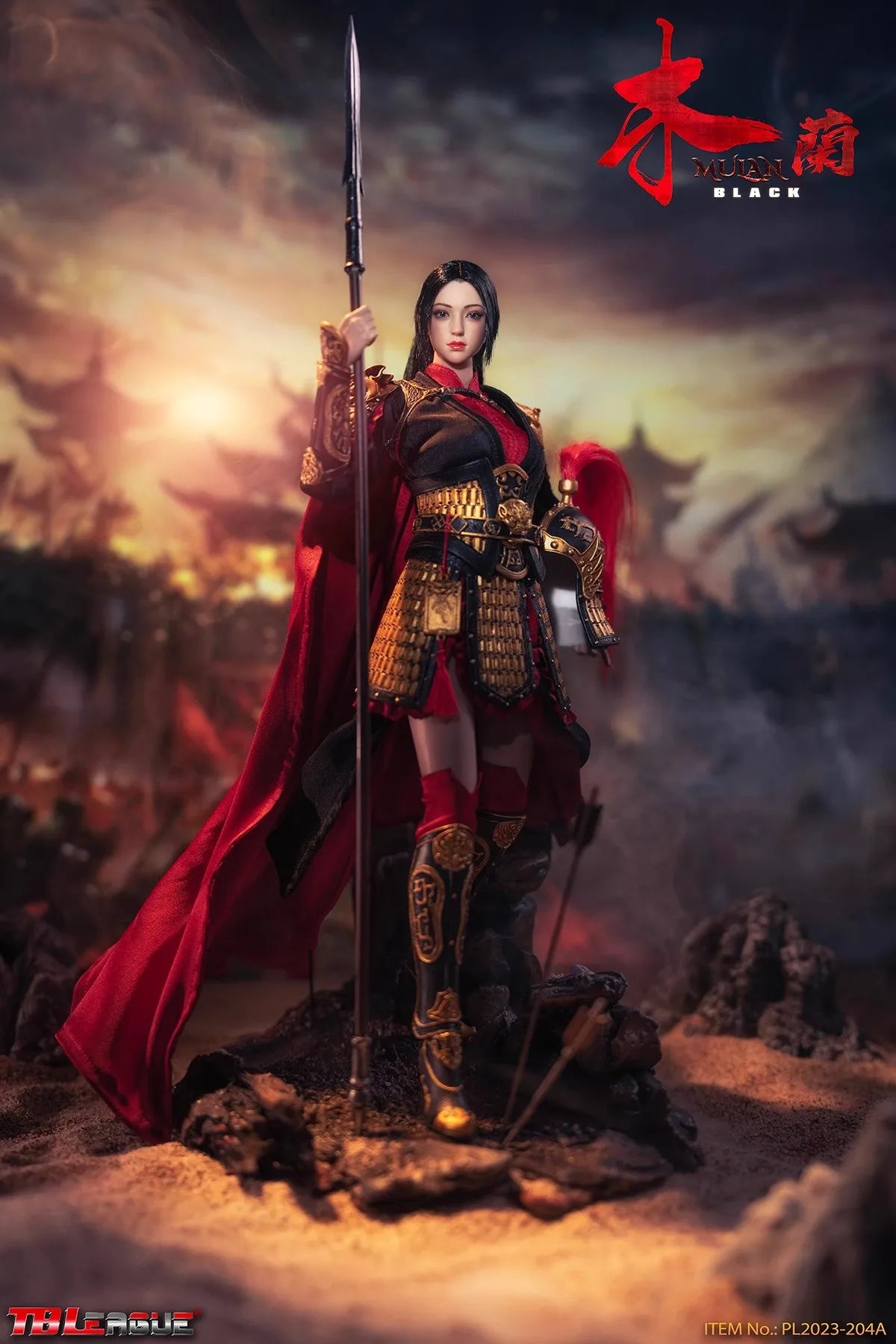 TBLeague PL2023-204 A 1/6 Soldier Female General MULAN Black 12'' Action Figure Model Toy In Stock