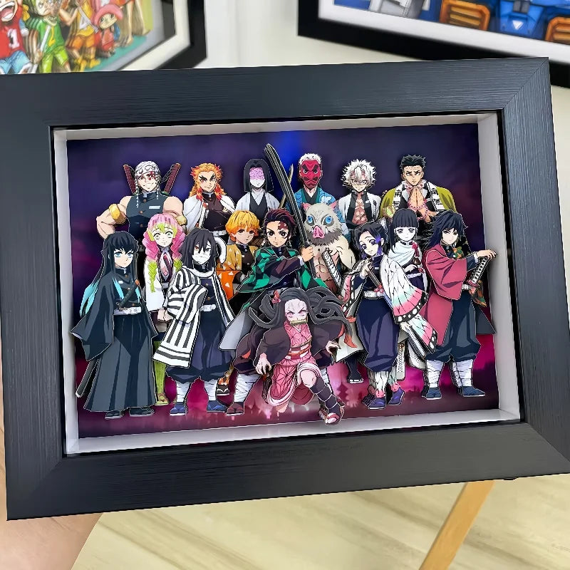 New Goods Anime Demon Slayer Kamado Tanjirou Kanroji Mitsuri Cosplay 3d Stereograph Cartoon Layout Photo Frame Decorative Gifts