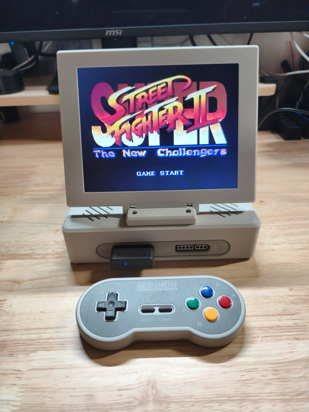 SFC/SNES Modified All-in-one Retro Arcade Game Machine With Portable Display Mini Screen Supports Dual-screen Mode