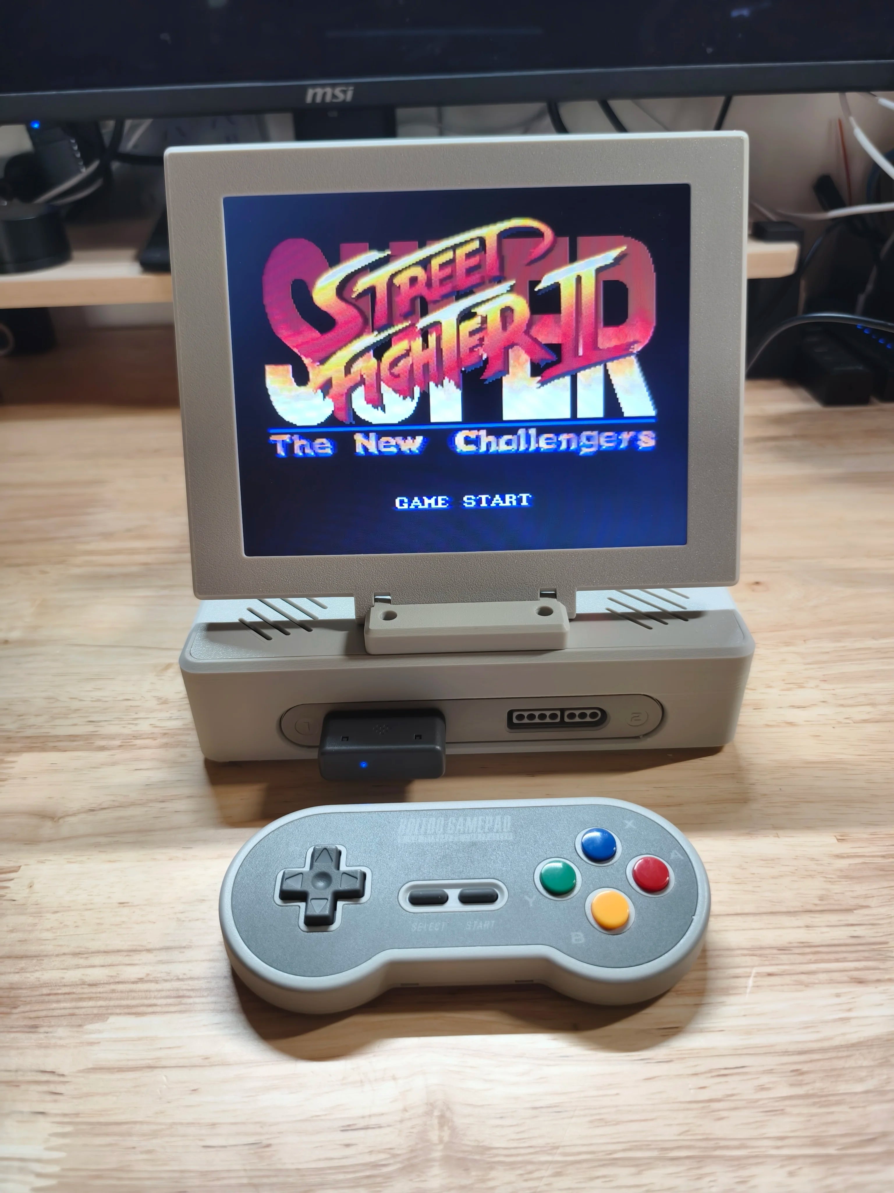 SFC/SNES Modified All-in-one Retro Arcade Game Machine With Portable Display Mini Screen Supports Dual-screen Mode