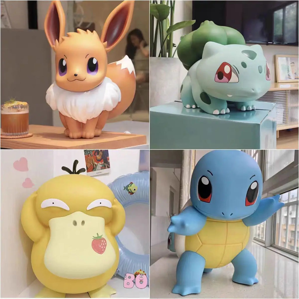 2025 New Hot Pokemon Pikachu Doll Model Large Figure Charmander Eevee Porkby Squirtle Ornament Figurine Younth Toy Collects Gift