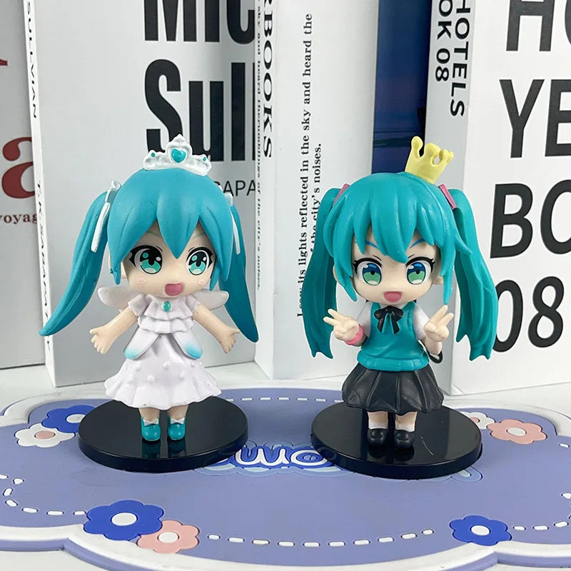 Hatsune miku Anime new figure mini character ornaments kawai hatsune table decoration for home adult toy child gift 6pcs/set