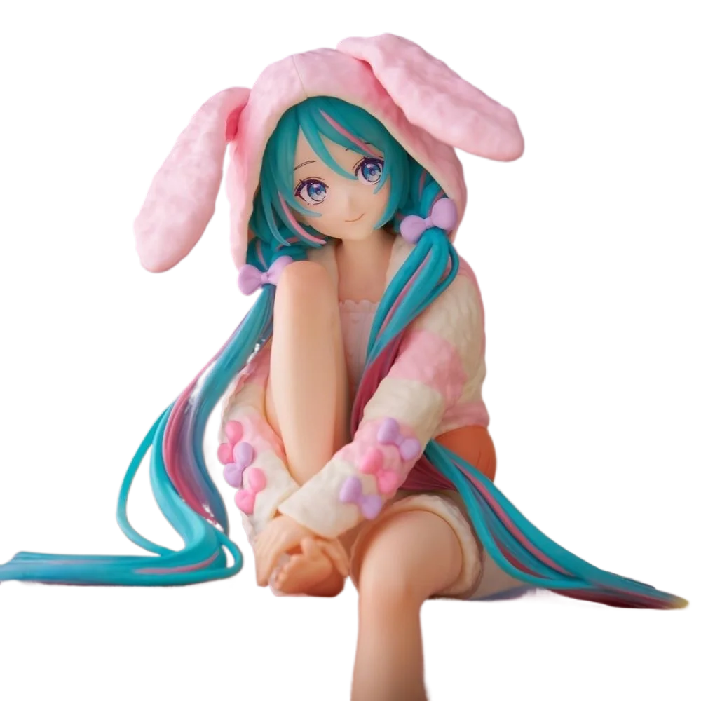 New 14cm VOCALO Anime Hatsune Miku Action Figure Rabbit Ear Pajamas Miku Figurines Car Decoration Doll Model Kids Toys Fans Gift