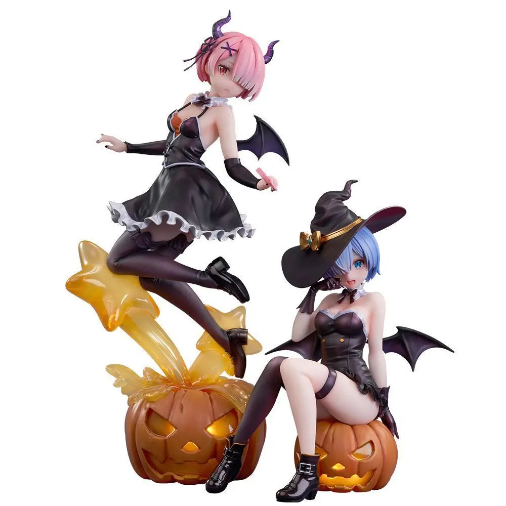 New Re:Zero -Starting Life In Another World Ram & Rem Phantom Night Magician Gk Model Collection Doll Desk Decora Halloween Gift